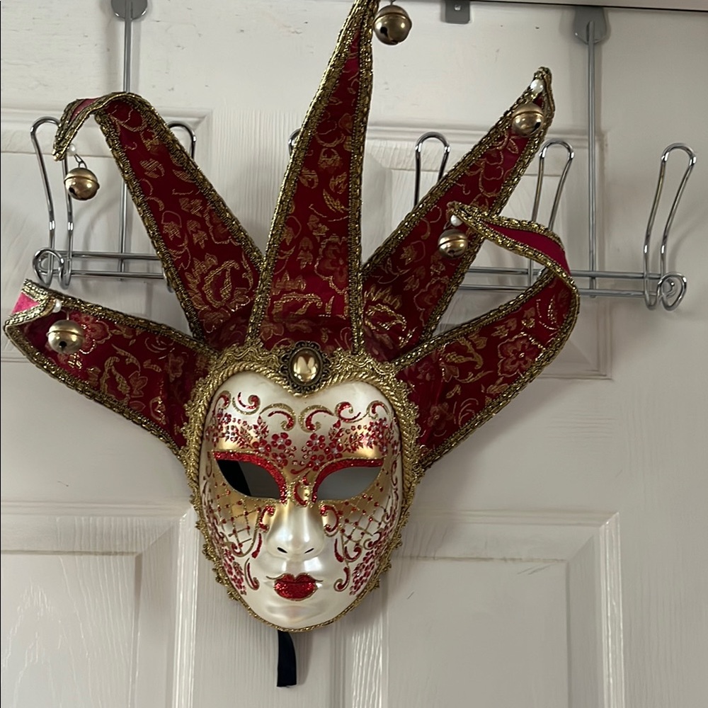 Red and Gold Jester Mask